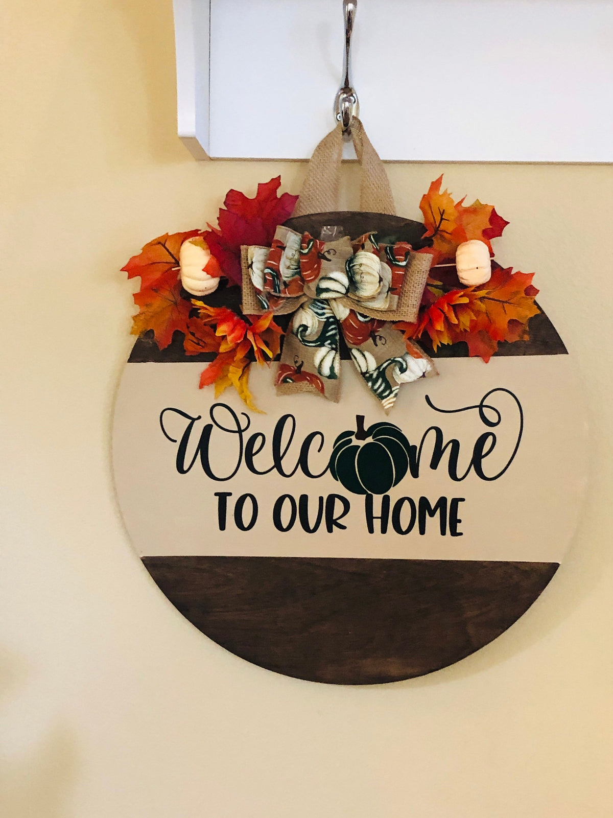 Fall Door Sign, Welcome Fall Door Hanger, Farmhouse Wreath, Pumpkin Door Decor, Housewarming Gift, Thanksgiving Sign