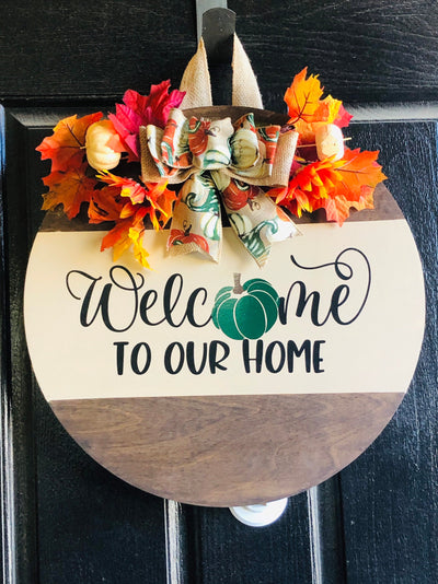 Fall Door Sign, Welcome Fall Door Hanger, Farmhouse Wreath, Pumpkin Door Decor, Housewarming Gift, Thanksgiving Sign