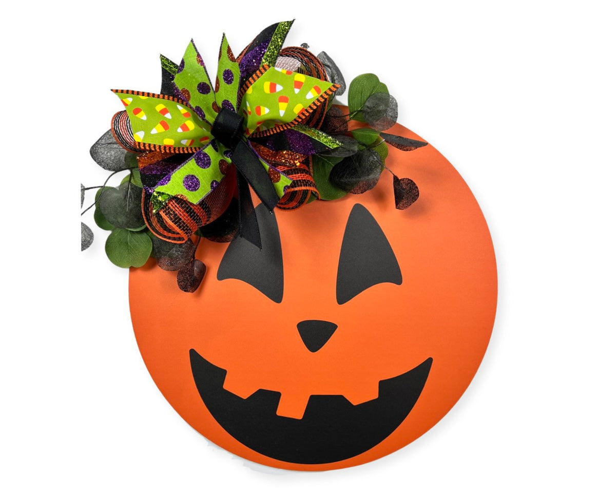 Front Door Decor, Halloween Front Door Wreath, Jack-o-lantern Door Hanger, Pumpkin, Fall Wreath, Door Wreath, Housewarming Gift, Door Hanger