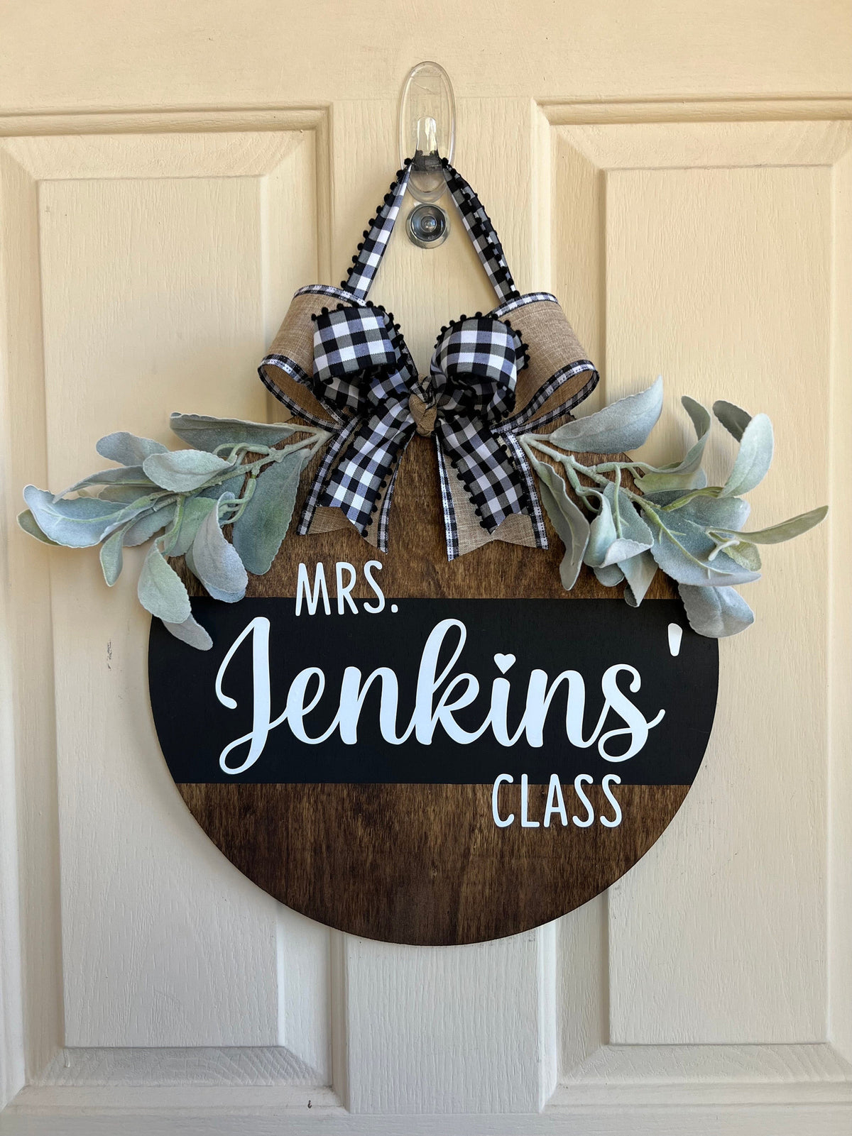 Teacher Door Hanger | Teacher Wood Round | Personalized Wood Sign | Teacher Sign | Classroom Door Sign | Wood Round | Last Name Sign