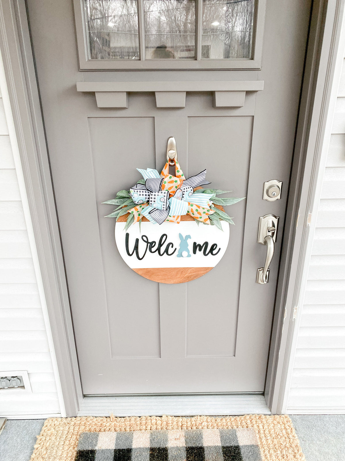Easter | Welcome | Bunny Carrots | Wood Door Hanger | Front Door Decor | Spring Door Hanger | Farmhouse Decor | 3D Lettering | Housewarming