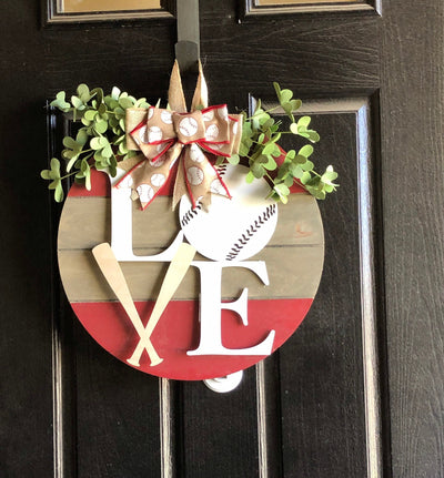 Baseball Front Door Decor, Baseball Door Hanger, Baseball Door Sign
