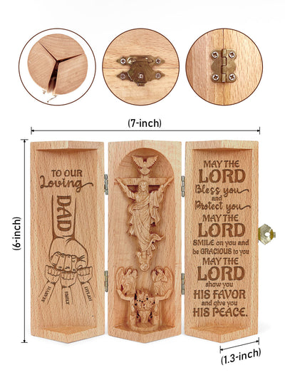 Personalized To My Loving Dad, Grandpa, Papa, Uncle Statue of Jesus Christian Decor Openable Wooden Cylinder Sculpture of Jesus Christ