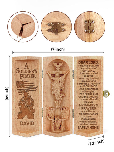 Personalized A Soldier's Prayer Christian Gifts Statue of Jesus Openable Wooden Cylinder Sculpture of Jesus Christ, Christ Decor