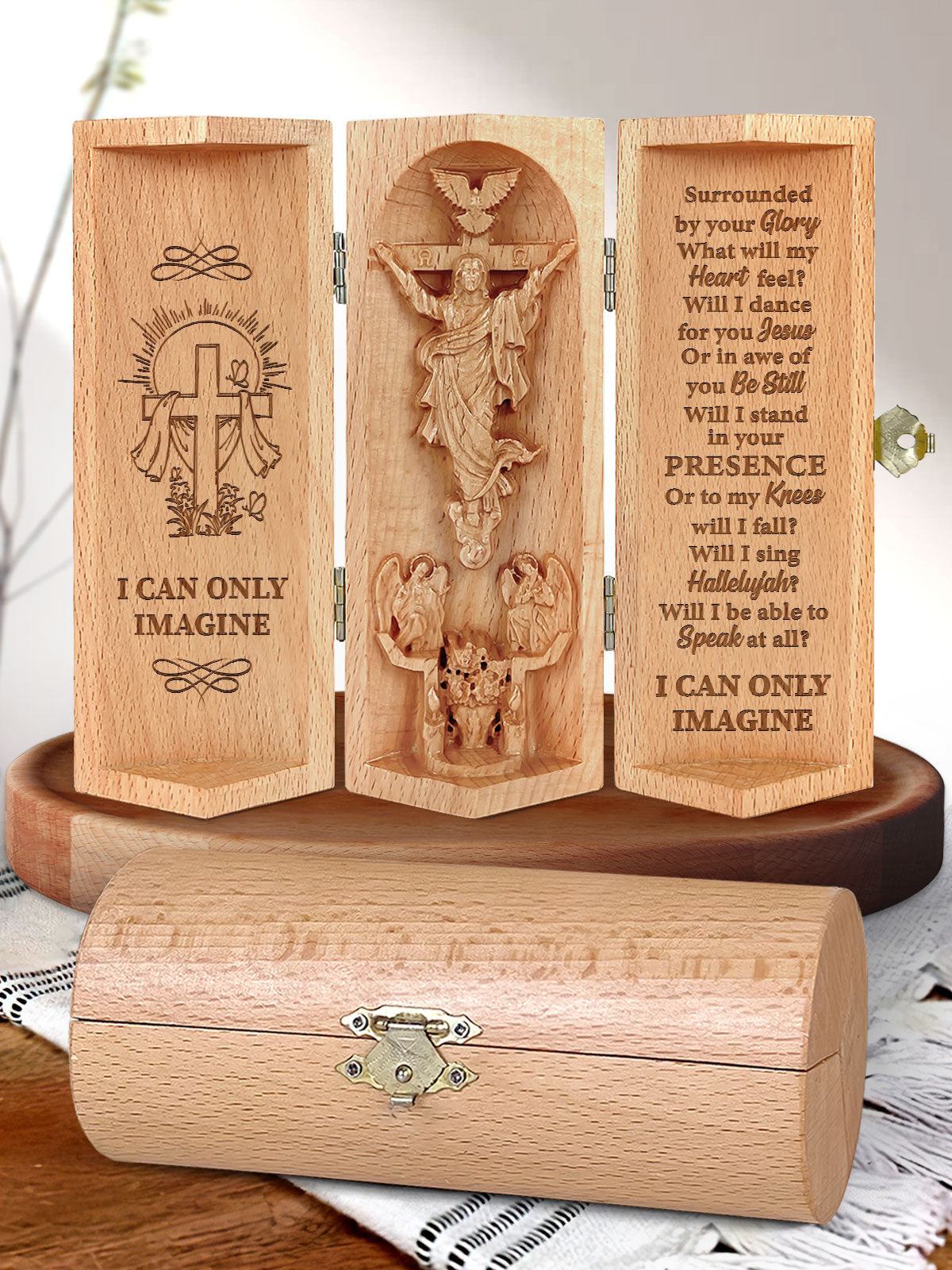 I Can Only Imagine Statue of Jesus Christian Decor Statue of Jesus Openable Wooden Cylinder Sculpture of Jesus Christ
