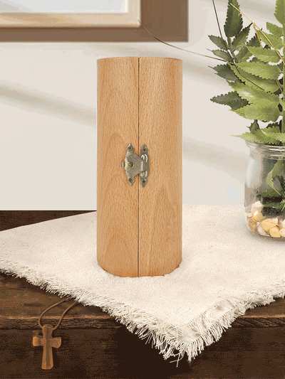 La Bendición Openable Christian Decor Statue of Jesus Wooden Cylinder Sculpture of Jesus Christ