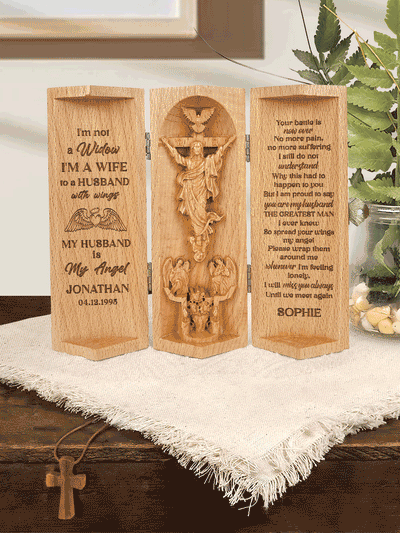 Personalized My Husband My Angel - Wooden Cylinder Sculpture