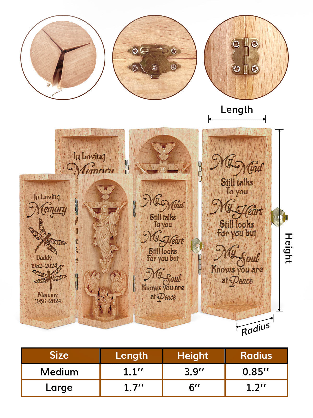 Personalized My Mind Still Talks To You Christian Gifts Statue of Jesus Openable Wooden Cylinder Sculpture of Jesus Christ