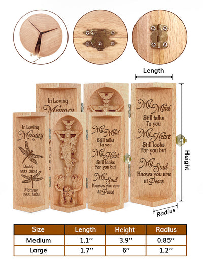 Personalized My Mind Still Talks To You Christian Gifts Statue of Jesus Openable Wooden Cylinder Sculpture of Jesus Christ
