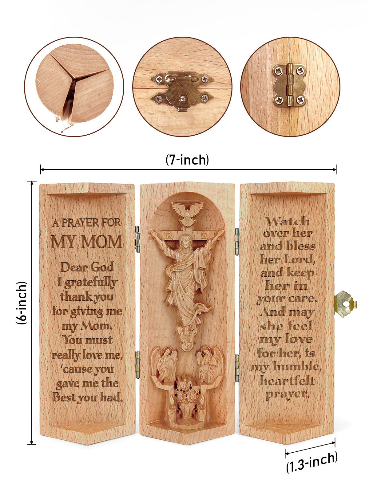 A Prayer For My Family Openable Wooden Cylinder Sculpture of Jesus Christ Decor Statue of Jesus
