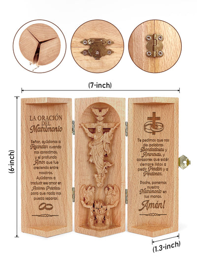 La Oración Del Matrimonio Christian Decor Statue of Jesus Openable Wooden Cylinder Sculpture of Jesus Christ