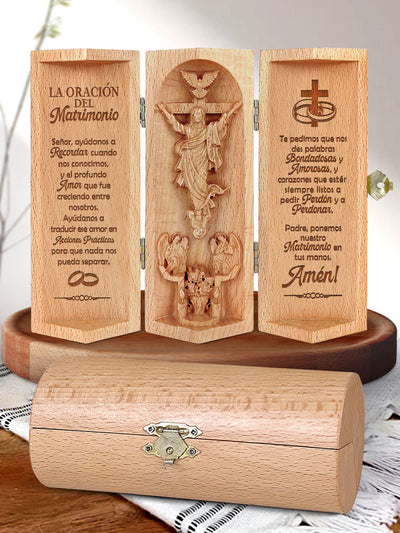 La Oración Del Matrimonio Christian Decor Statue of Jesus Openable Wooden Cylinder Sculpture of Jesus Christ