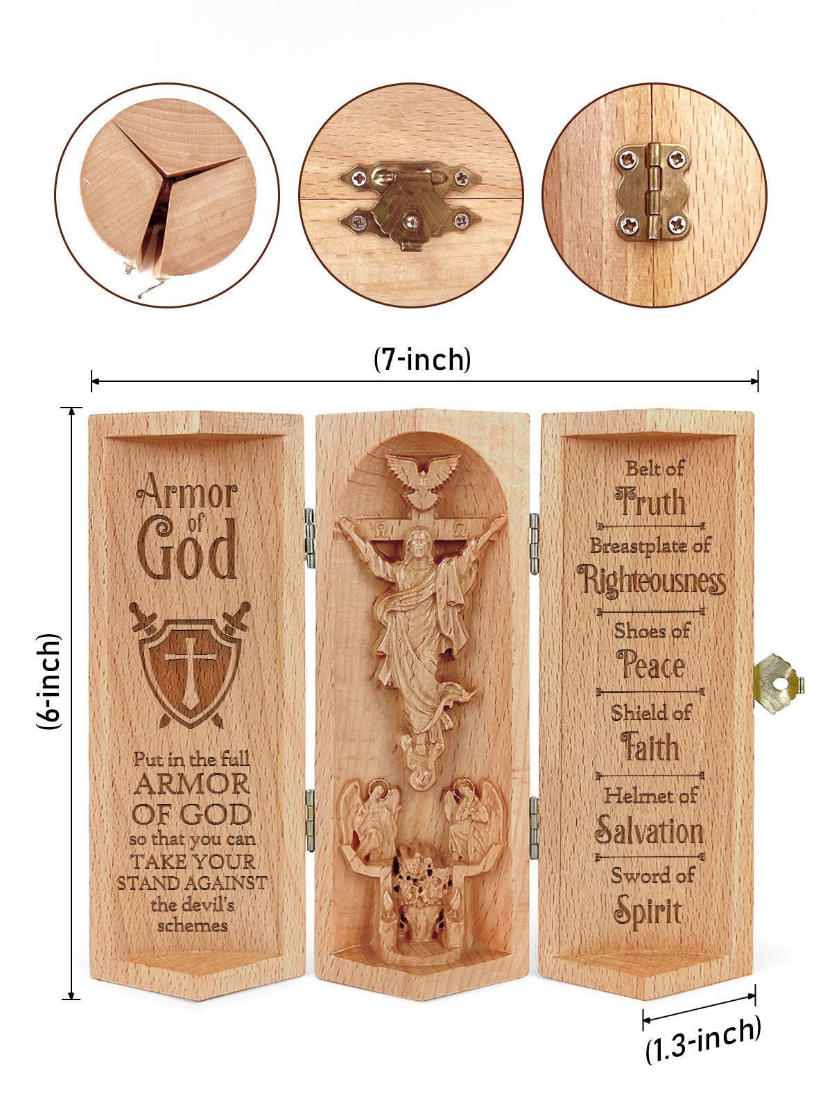 Armor Of God Christian Gifts Statue of Jesus Openable Wooden Cylinder Sculpture of Jesus Christ Prayer Keepsake