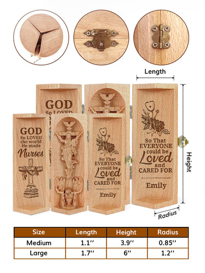 Personalized So God Made A Nurse Christian Gifts Statue of Jesus Openable Wooden Cylinder Sculpture of Jesus Christ