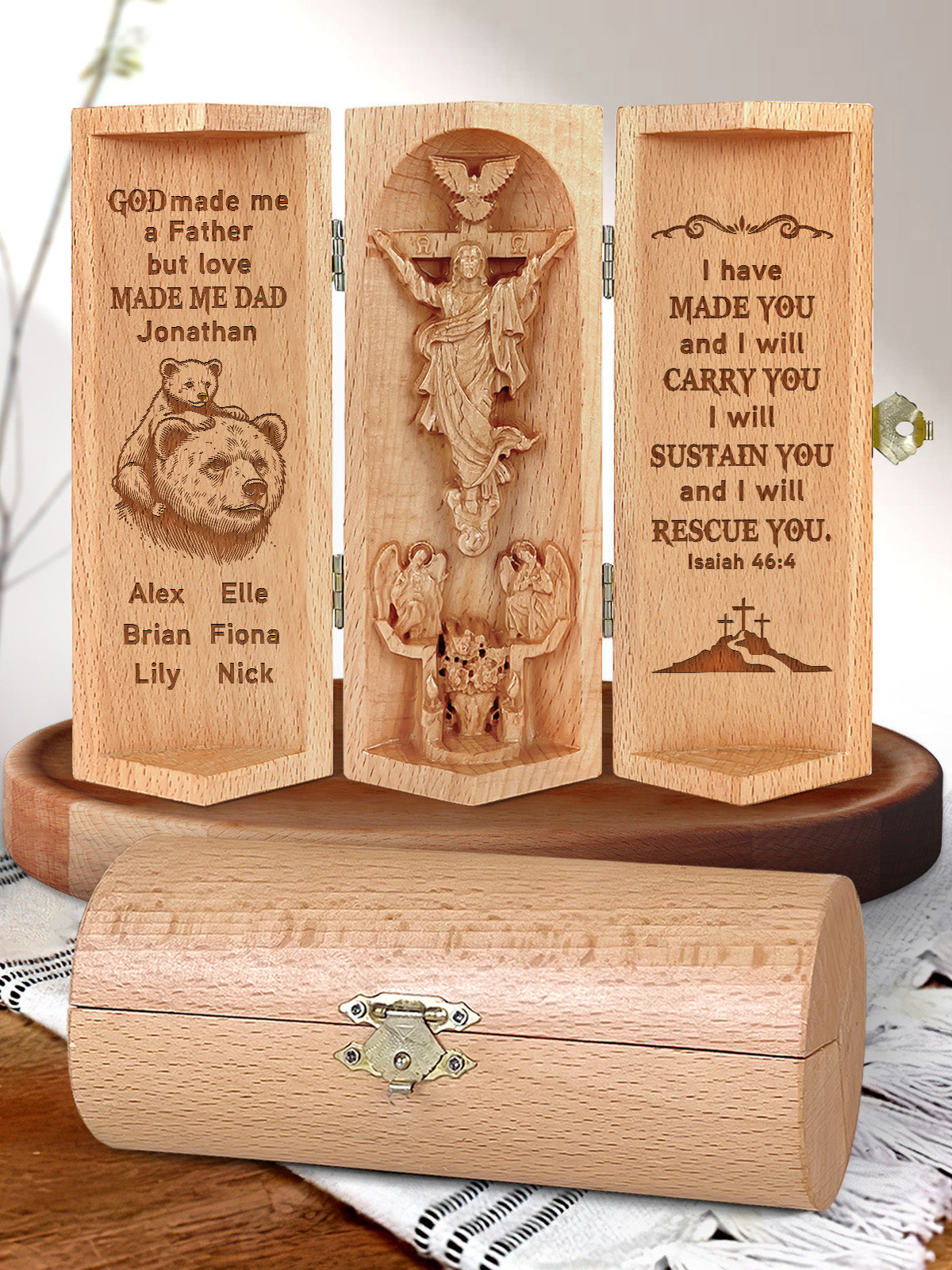 Personalized Love Made Me Dad - Wooden Cylinder Sculpture