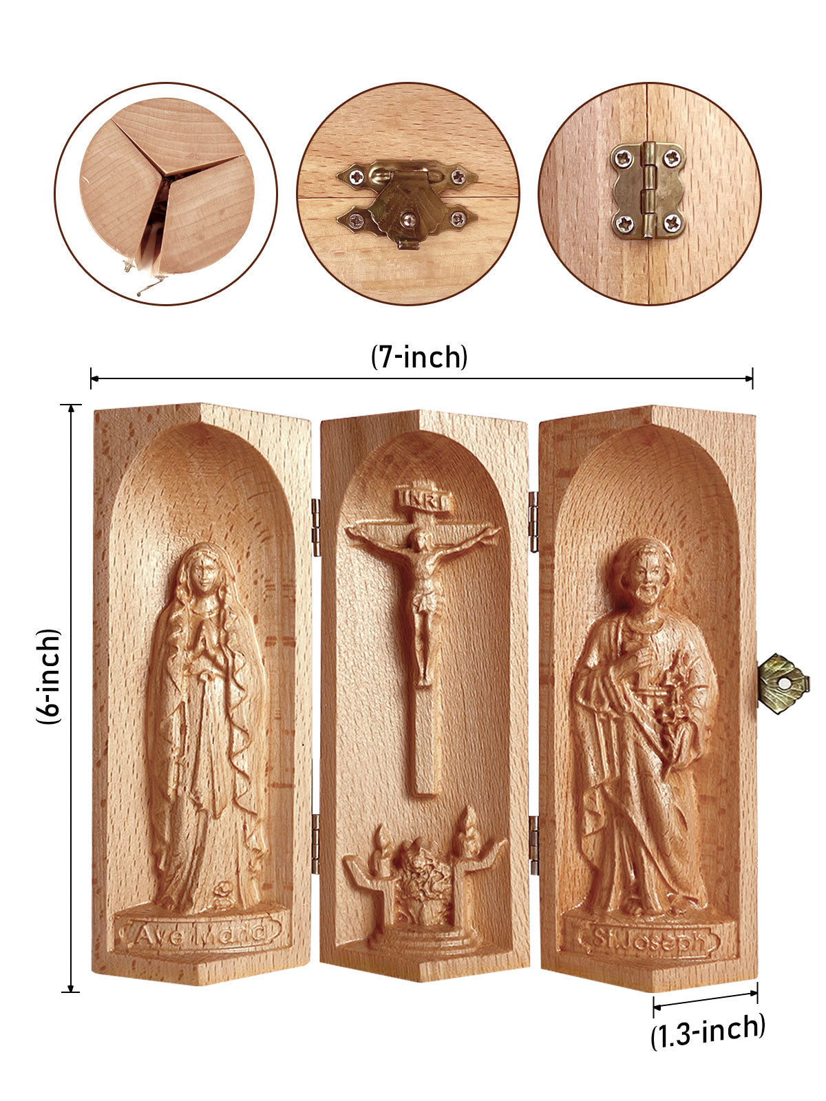 The Holy Family Openable Wooden Cylinder Sculpture, Christian Gifts