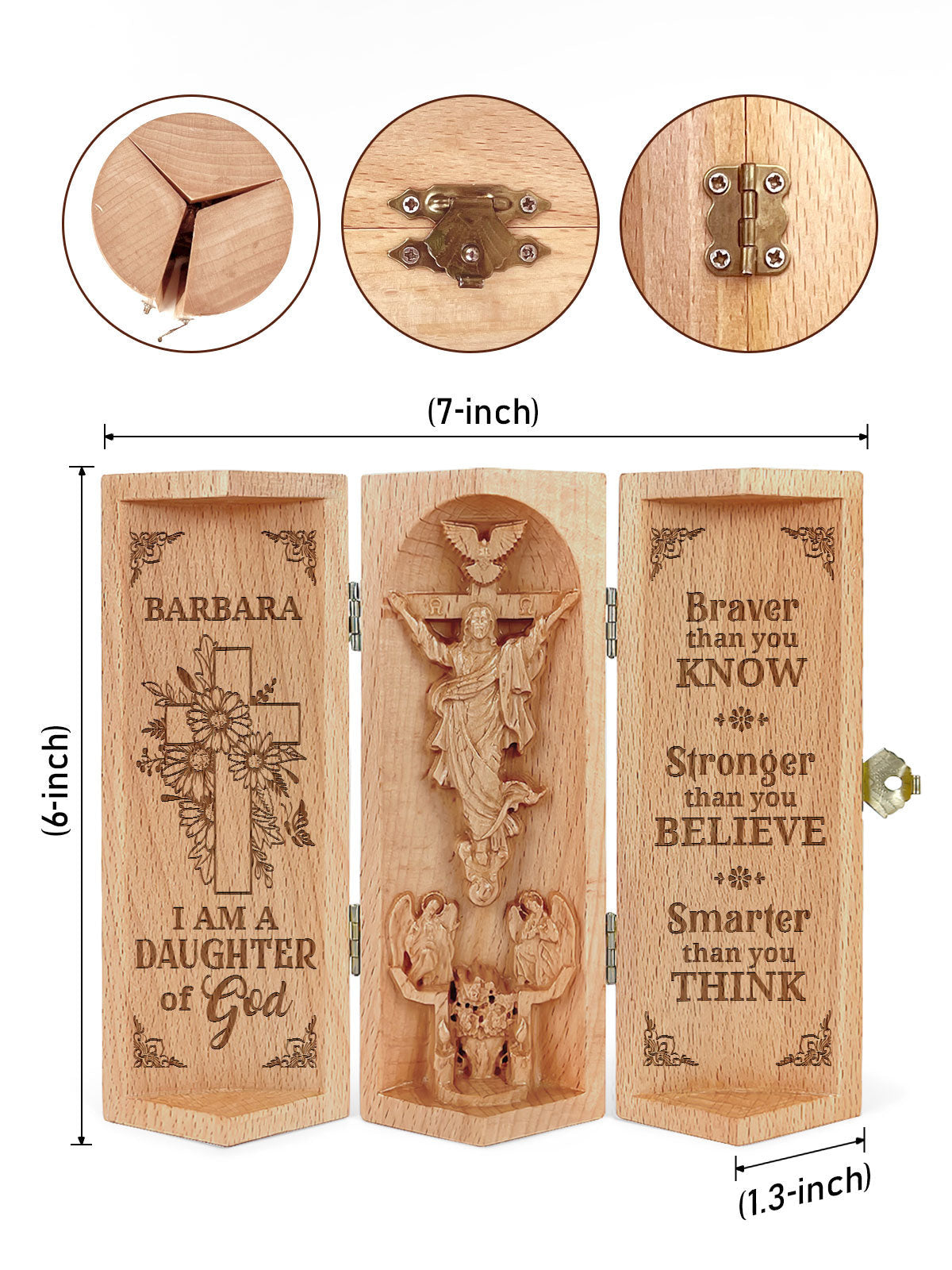 Custom Daughter Of God Christian Decor Statue of Jesus Openable Wooden Cylinder Sculpture of Jesus Christ