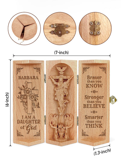 Custom Daughter Of God Christian Decor Statue of Jesus Openable Wooden Cylinder Sculpture of Jesus Christ