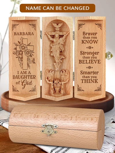 Custom Daughter Of God Christian Decor Statue of Jesus Openable Wooden Cylinder Sculpture of Jesus Christ