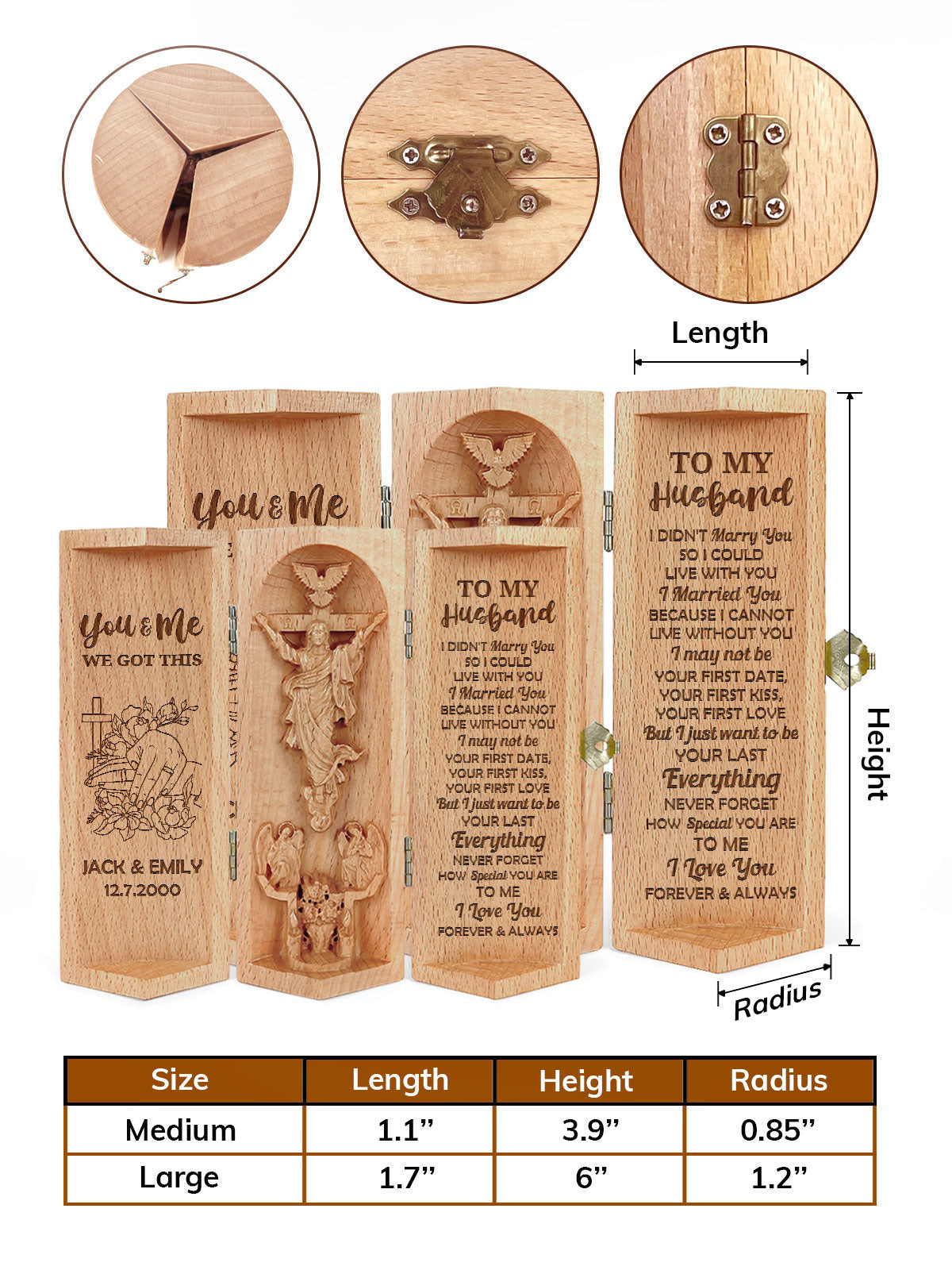 Personalized You And Me We Got This Openable Wooden Cylinder Sculpture