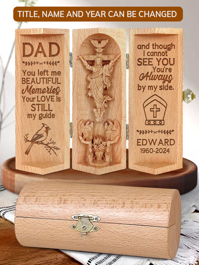 Personalized You Left Me Beautiful Memories Christian Decor Statue of Jesus Wooden Cylinder Sculpture of Jesus Christ