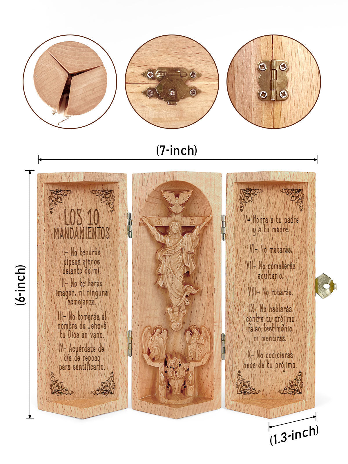 Los 10 Mandamientos Openable Christian Decor Statue Of Jesus Wooden Cylinder Sculpture of Jesus Christ