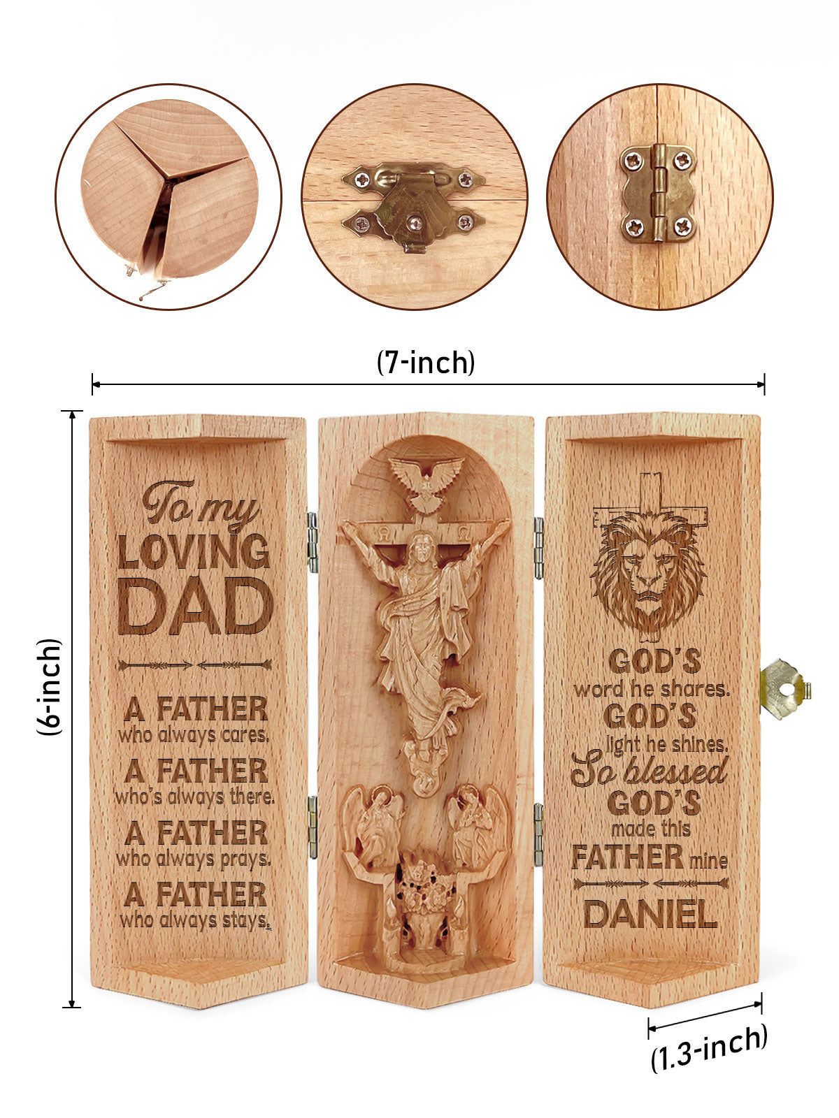 Custom God's Word He Shares Christian Gift Statue Of Jesus Wooden Cylinder Sculpture of Jesus Christ