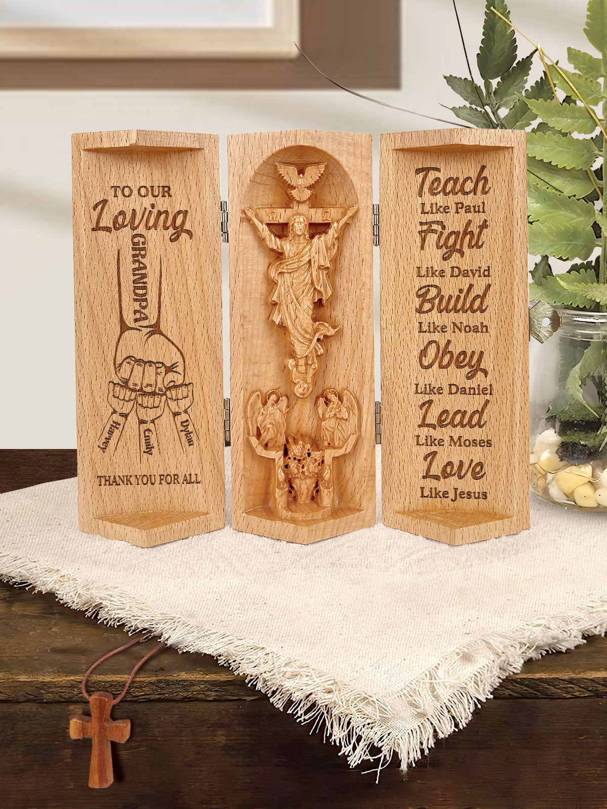 Personalized Dad Thank You For All - Wooden Cylinder Sculpture
