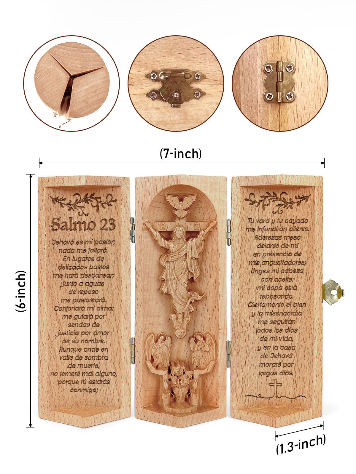 Salmo 23 Openable Christian Gift Statue Of Jesus Wooden Cylinder Sculpture of Jesus Christ