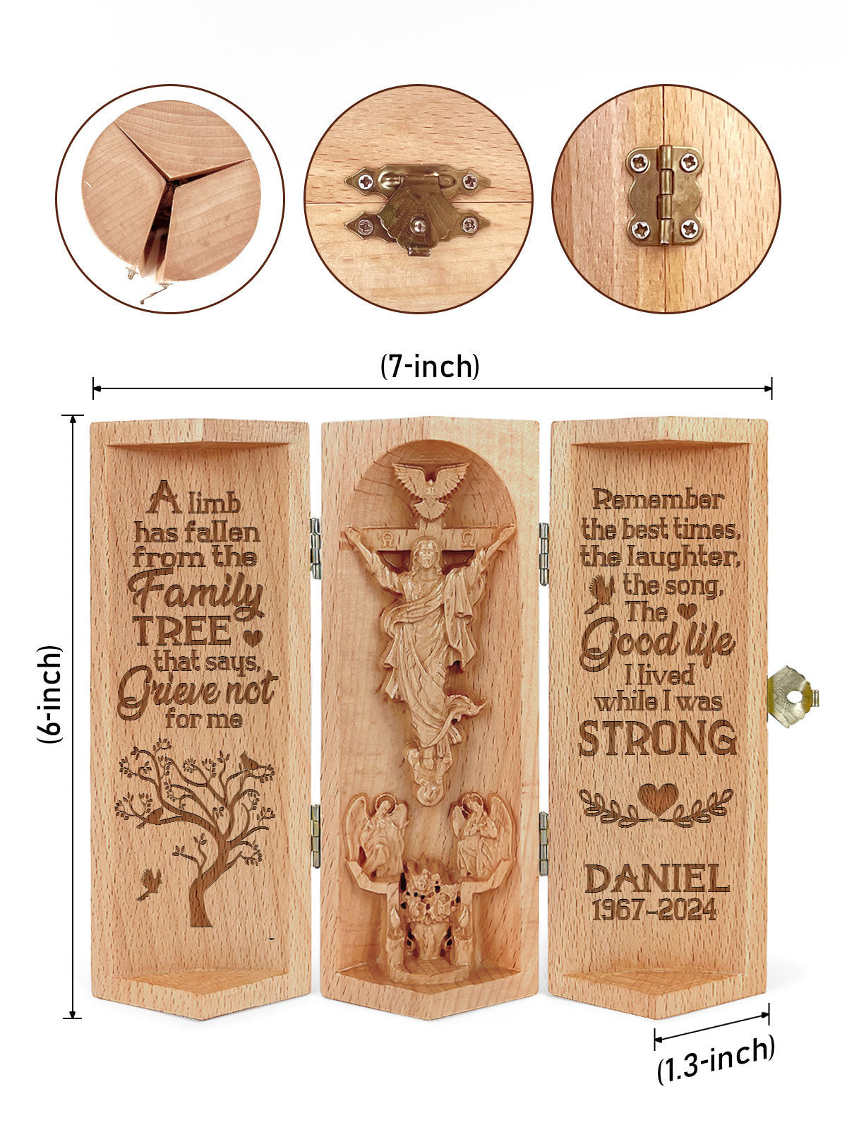 Personalized A Limb Has Fallen From The Family Tree Memorial Christian Gift Statue Of Jesus Wooden Cylinder Sculpture of Jesus Christ