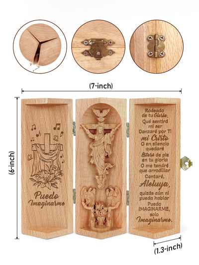 Puedo Imaginarme Openable Christian Decor Statue Of Jesus Wooden Cylinder Sculpture of Jesus Christ