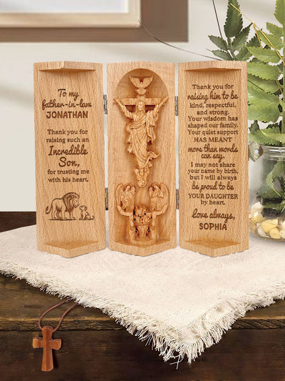 Personalized To My Dearest Father-in-law - Wooden Cylinder Sculpture