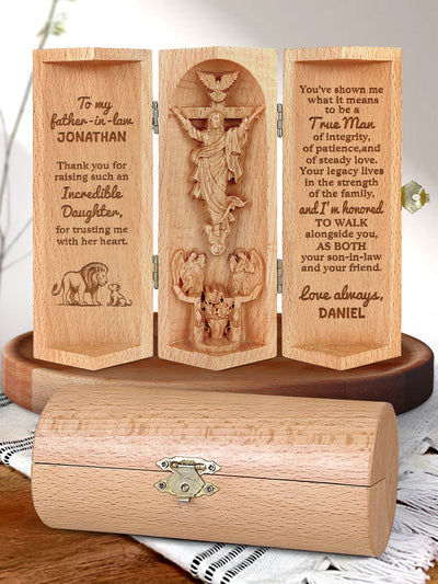 Personalized To My Dearest Father-in-law - Wooden Cylinder Sculpture
