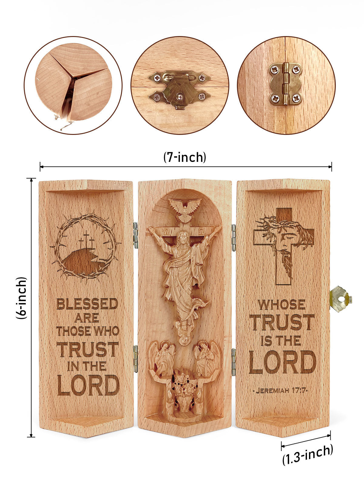 Jeremiah 17:7 Openable Christian Decor Statue Of Jesus Wooden Cylinder Sculpture of Jesus Christ