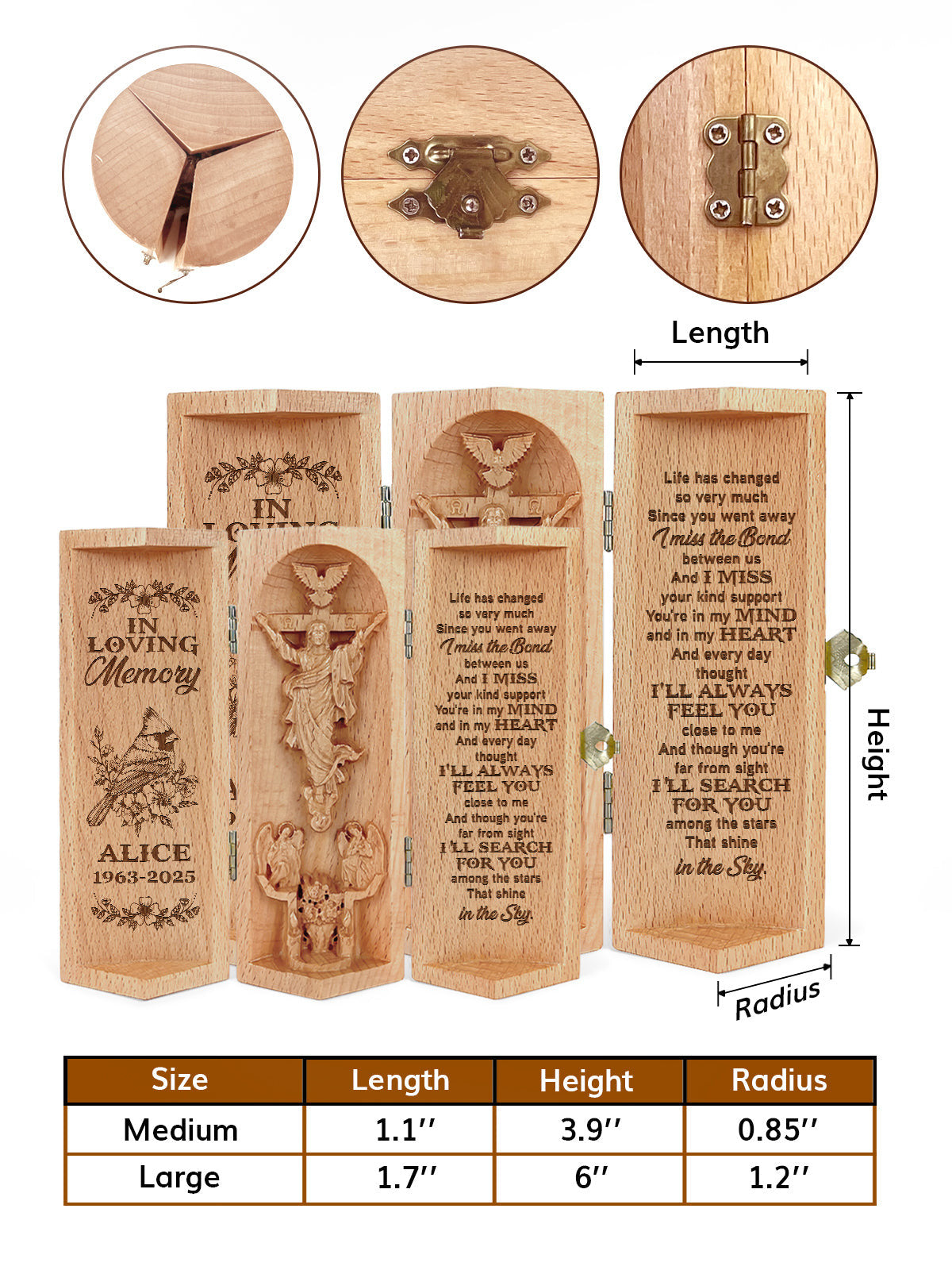 Personalized In Loving Memory - Wooden Cylinder Sculpture