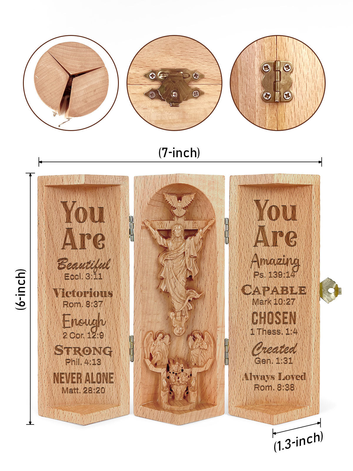 I Am Openable Christian Gift Statue Of Jesus Wooden Cylinder Sculpture of Jesus Christ