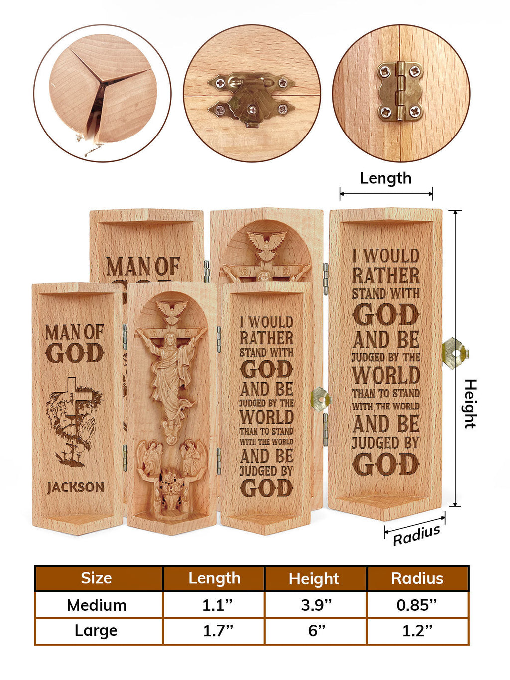 Personalized Man Of God Openable Christian Gift Statue Of Jesus Wooden Cylinder Sculpture of Jesus Christ, Christ Decor