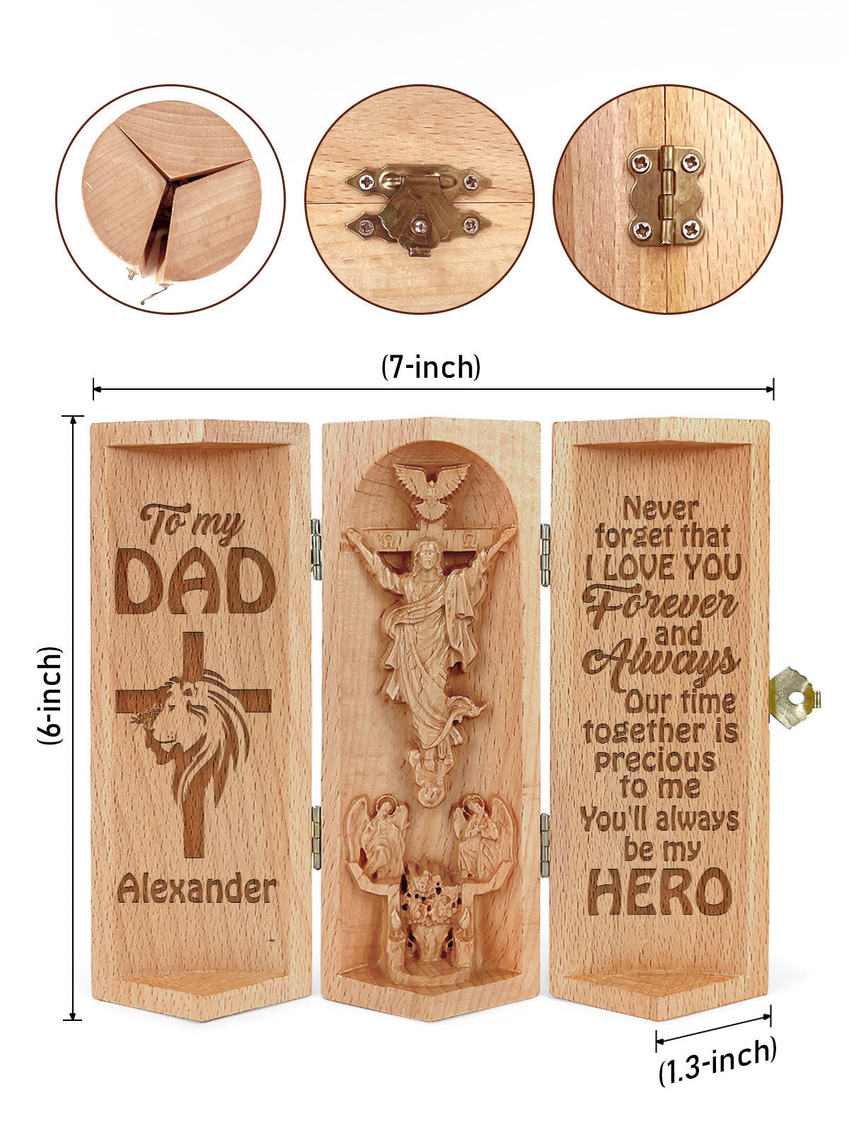 Personalized Never Forget That I Love You Christian Decor Statue Of Jesus Wooden Cylinder Sculpture of Jesus Christ, Christ Decor