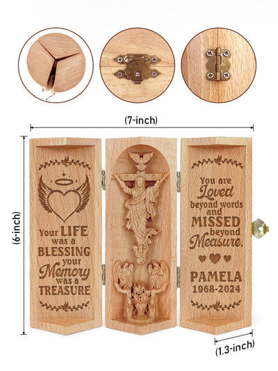 Custom Your Life Was A Blessing Memorial Christian Gift Statue Of Jesus  Wooden Cylinder Sculpture of Jesus Christ
