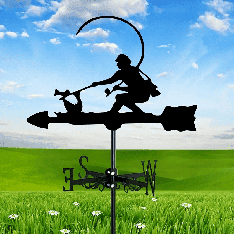 Fisherman Fishing Wind Vane Wind Indicator Garden Black Metal Weather Vane For Home Decor