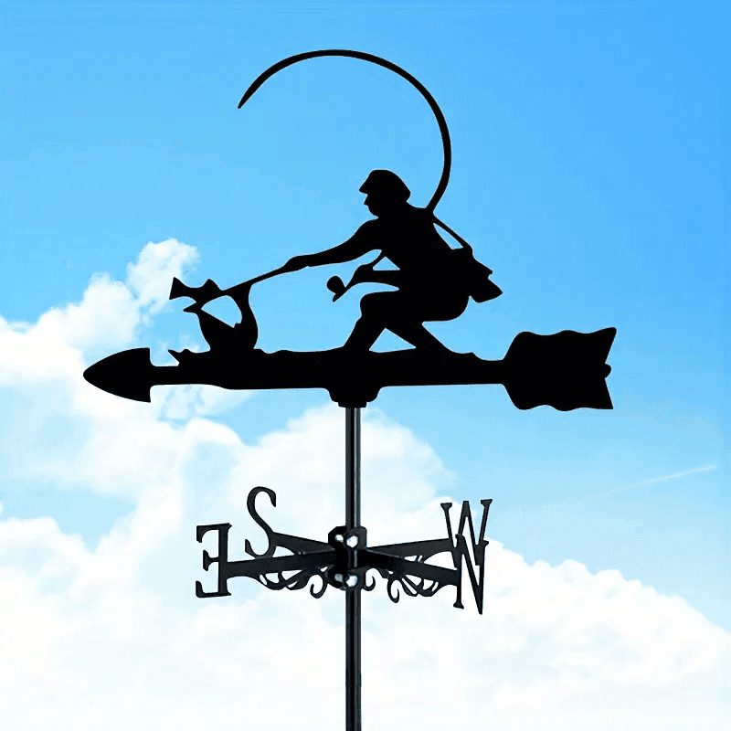 Fisherman Fishing Wind Vane Wind Indicator Garden Black Metal Weather Vane For Home Decor
