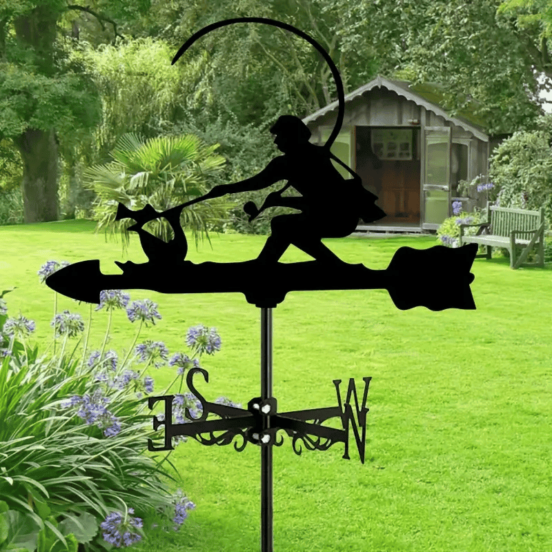 Fisherman Fishing Wind Vane Wind Indicator Garden Black Metal Weather Vane For Home Decor