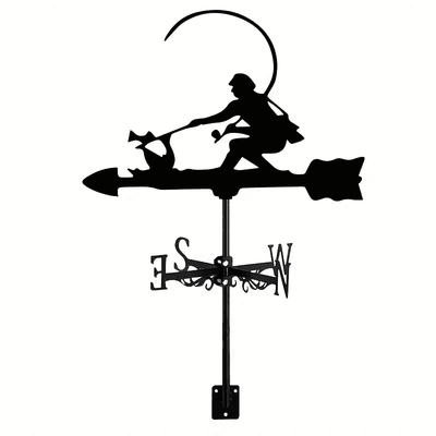 Fisherman Fishing Wind Vane Wind Indicator Garden Black Metal Weather Vane For Home Decor