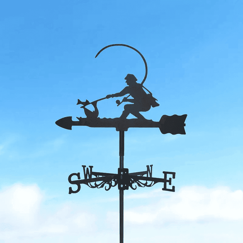 Outdoor Fisherman Weather Vane Decorative Arts, Metal Iron Corrosion Resistant Craft Fishing Souvenirs Wind Direction Indicator Outdoor Decorative Crafts