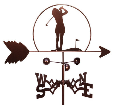 Female Golfer Metal Weathervane, Golf Metal Silhouette Wind Direction Indicator
