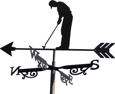 Golfer Weathervane, Golf Metal Silhouette Wind Direction Indicator