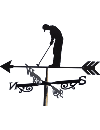 Golfer Weathervane, Golf Metal Silhouette Wind Direction Indicator