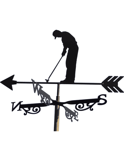 Golfer Weathervane, Golf Metal Silhouette Wind Direction Indicator