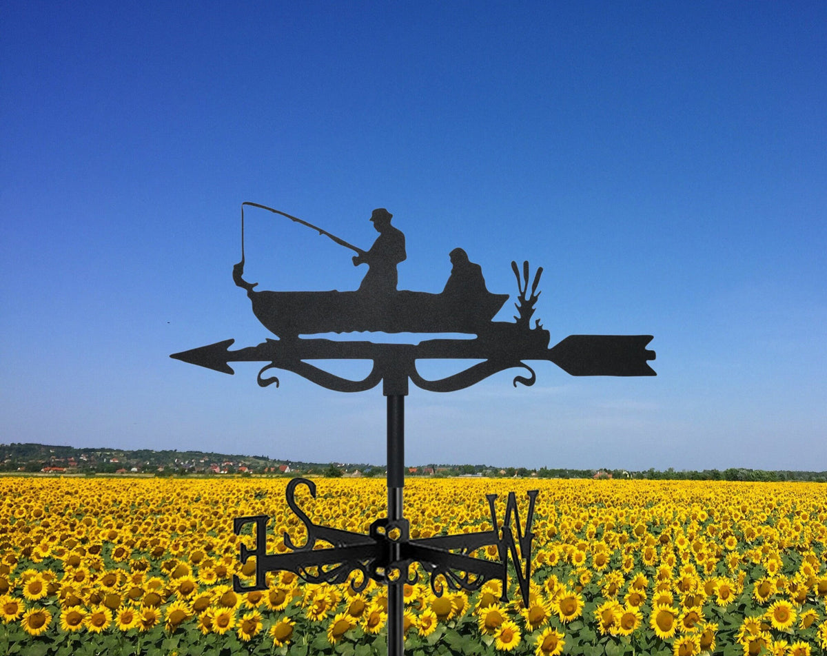 Boat Fishing Weathervane - Angler's Outdoor Decor For Roof, Yard, And Building Enchantment