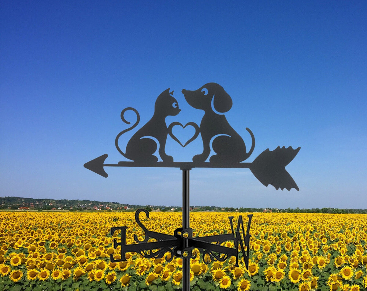 Cats And Dogs Weathervane - Whimsical Outdoor Decor For Roof, Yard, And Building Enchantment